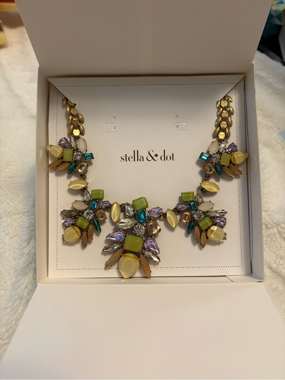Stella & Dot Yellow, Green, Purple, Teal Statement Necklace
